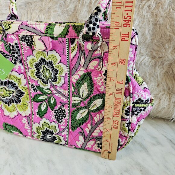 Vera Bradley Pink Green Multi Quilted Floral Frame Purse - Picture 10 of 12